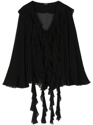 DONDUP draped-detail ruffled blouse - Black