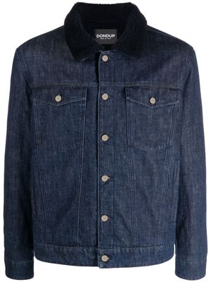 DONDUP fleece-collar button-up denim jacket - Blue