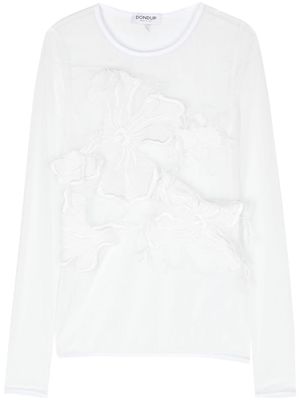 DONDUP floral-appliqué mesh blouse - White