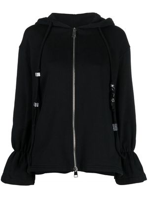 DONDUP fringe-detail cotton hoodie - Black