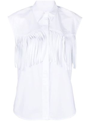 DONDUP fringe-trim detail shirt - White
