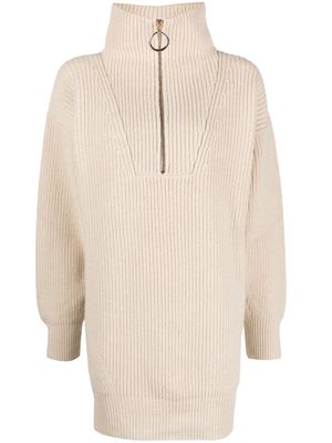 DONDUP high-neck ribbed-knit minidress - Neutrals