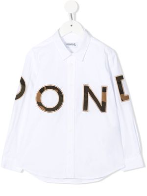 DONDUP KIDS camouflage logo-embroidered cotton shirt - White
