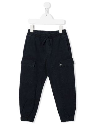 DONDUP KIDS check-print denim cargo trousers - Blue