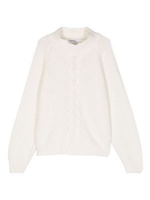 DONDUP KIDS crew-neck cable-knit jumper - White
