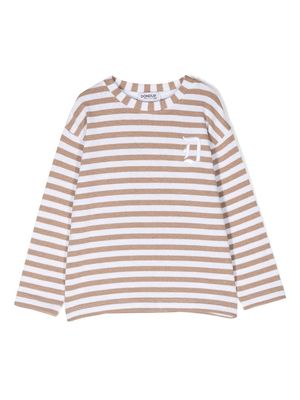 DONDUP KIDS embroidered-logo striped jumper - White