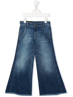 DONDUP KIDS frayed wide-leg jeans - Blue