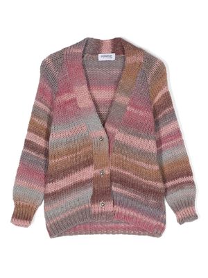 DONDUP KIDS knitted V-neck striped cardigan - Pink