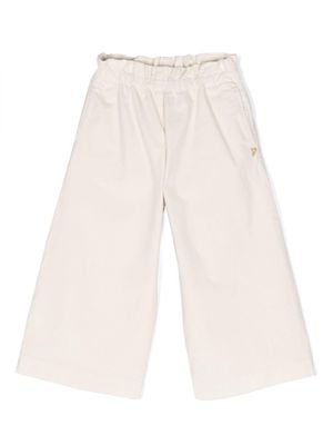 DONDUP KIDS logo-embroidered cotton trousers - White