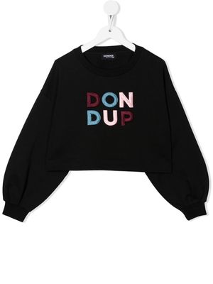 DONDUP KIDS logo-embroidered cropped sweatshirt - Black