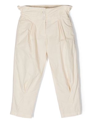 DONDUP KIDS logo-lettering casual trousers - Neutrals