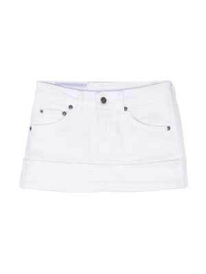 DONDUP KIDS logo-patch A-line mini skirt - White