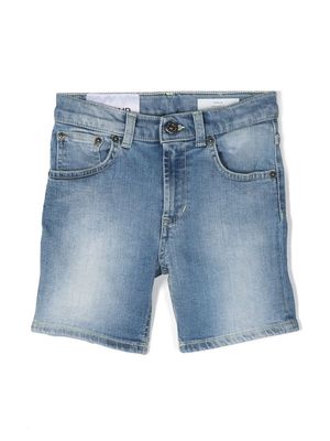 DONDUP KIDS logo-patch washed denim shorts - Blue