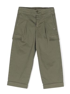 DONDUP KIDS logo-plaque cotton cargo trousers - Green