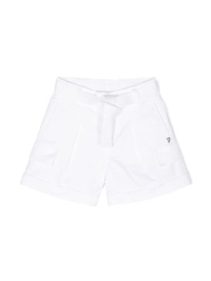 DONDUP KIDS logo-plaque twill shorts - White