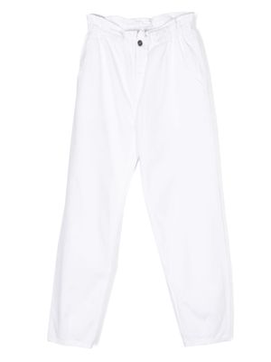 DONDUP KIDS paperbag-waist denim trousers - White
