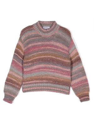 DONDUP KIDS patterned intarsia-knit crew-neck jumper - Pink