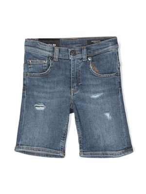 DONDUP KIDS ripped-detail denim shorts - Blue