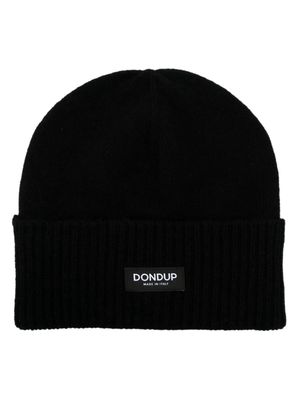 DONDUP logo-appliqué knitted beanie - Black