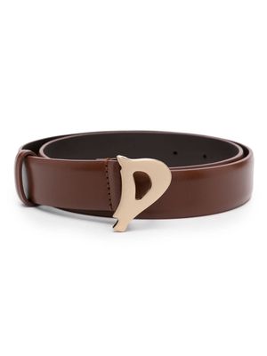 DONDUP logo-buckle leather belt - Brown