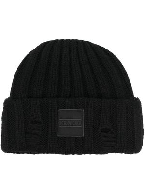 DONDUP logo-patch knit beanie - Black