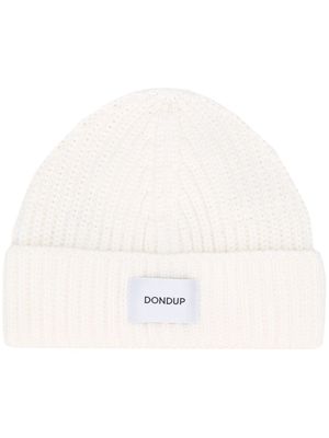 DONDUP logo-patch ribbed beanie - Neutrals
