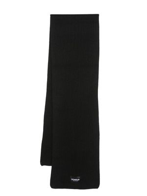 DONDUP logo-patch ribbed-knit scarf - Black