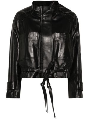 DONDUP logo-plaque leather jacket - Black