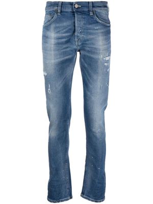 DONDUP paint-splatter low-rise skinny jeans - Blue