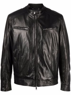 DONDUP zipped down leather jacket - Black