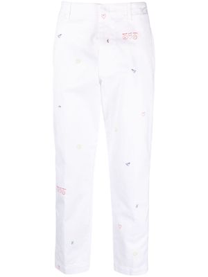 DONDUP Zyan graphic-embroidered trousers - White