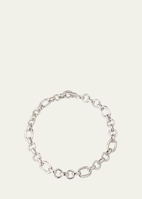 Donia Silver Round and Oval Link Chain Necklace