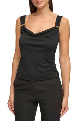 Donna Karan New York Cowl Neck Crepe Camisole Top in Black