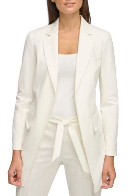 Donna Karan New York Luxe Cotton Blend Longline Blazer in Ivory