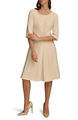 Donna Karan New York Seamed Fit & Flare Dress in Parchment