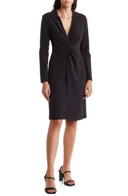 Donna Karan New York Twist Front Long Sleeve Dress in Black