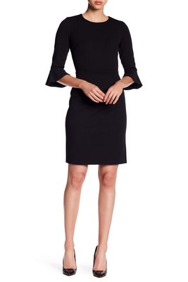 Donna Morgan Bell Sleeve Crepe Sheath Dress in Black