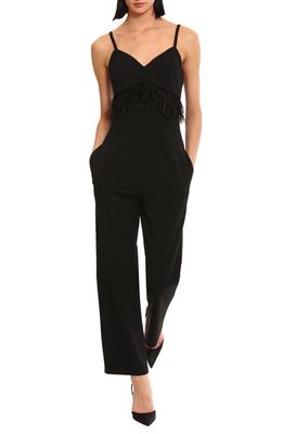DONNA MORGAN FOR MAGGY Feather Waist Jumpsuit in Black