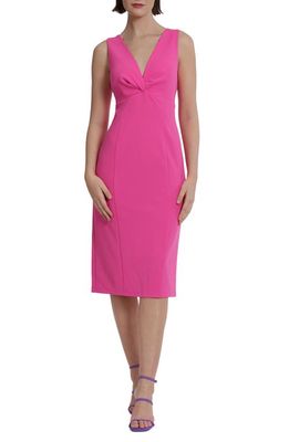 DONNA MORGAN FOR MAGGY Front Twist Sleeveless Sheath Dress in Electric Pink
