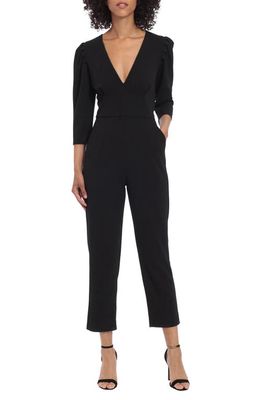 DONNA MORGAN FOR MAGGY Puff Shoulder Jumpsuit in Black/Ivory
