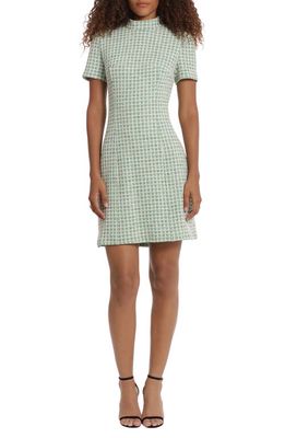 DONNA MORGAN FOR MAGGY Short Sleeve Tweed Minidress in Green Multi