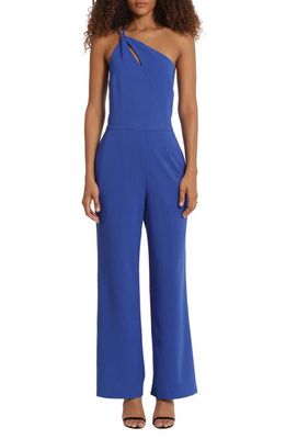 DONNA MORGAN FOR MAGGY Twisted One-Shoulder Jumpsuit in Mazarine Blue 