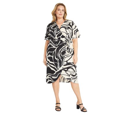 Donna Morgan Printed Midi Wrap Dress