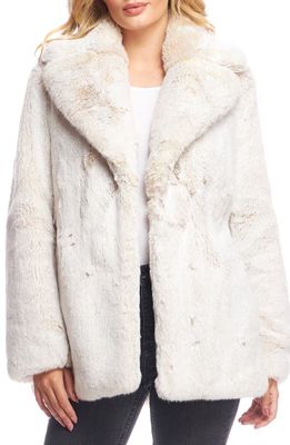 DONNA SALYERS FABULOUS FURS Notch Collar Faux Fur Coat in Pearl 