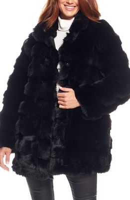 DONNA SALYERS FABULOUS FURS Rainier Reversible Faux Fur Coat in Black