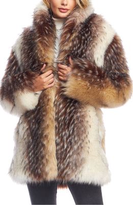 DONNA SALYERS FABULOUS FURS Shawl Collar Faux Fur Coat in Arcwolf