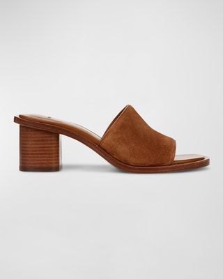 Donna Suede Block-Heel Mule Sandals