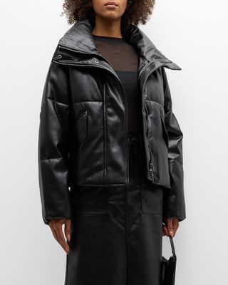 Donovan Faux-Leather Puffer Jacket
