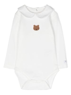 Donsje bear-motif organic cotton bodysuit - White