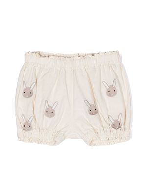 Donsje bunny-embroidered organic-cotton shorts - White